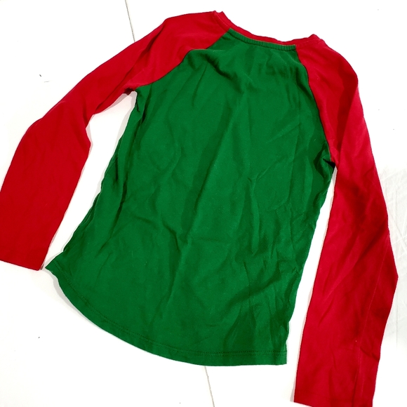 Holiday Time Long Sleeve Red & Green Reindeer Winter Graphic Top Shirt Sz M 7-8 - Picture 3 of 4
